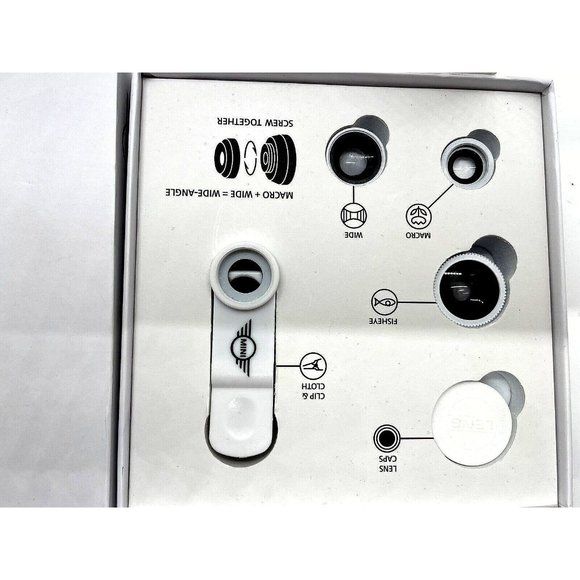 NIB Mini Cooper USA 3 in 1 Universal phone lens kit  /fisheye Macro Wide - Picture 4 of 7